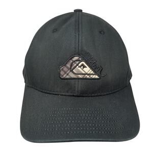 Quiksilver Snapback Baseball Cap Black One Size Adjustable Embroidered 6 Panel